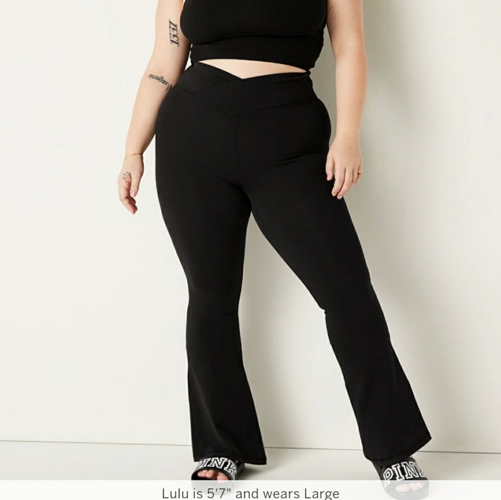 PINK Cotton High Waist Full Length V Crossover Flare